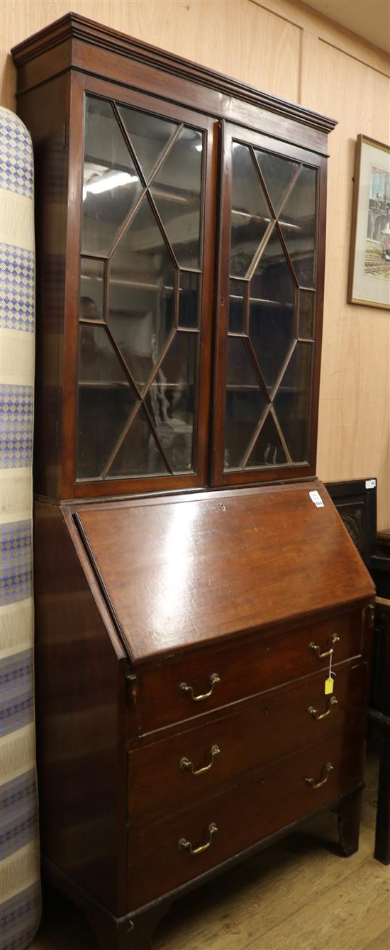 An Edwardian mahogany bureau bookcase W.89cm